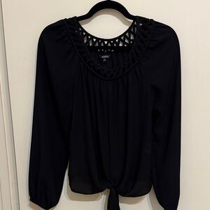 XOXO Black Blouse with Cut-Out Neckline